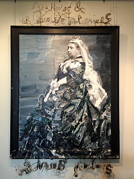 For Imaginary Hazards, Obsolete Imperatives & Naive Predictions, 2015, oil and copper wire on superwood and frame, 180 x 140cm.