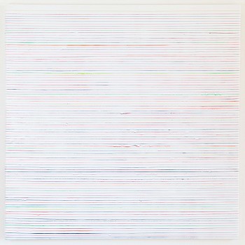 Monochrome White VI 2015 acrylic on tape on canvas 100x101