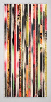 Paesaggio Verticale I, 2016, acrylic on paper tape on canvas, 220x100cm