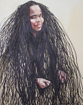 Hlumi after the salon, oil on canvas, from The Becoming Child series, 100x80cm, 2013