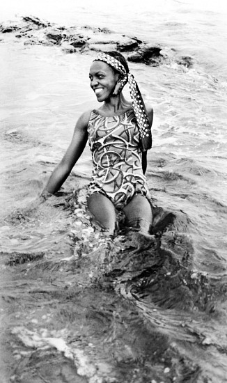 DANIEL 'KGOMO ' MOROLONG, BEACH #5<br />
<br />
Thoko Kgosi at Eastern Beach. East London
c 1950s - 1970s, Photographic Print