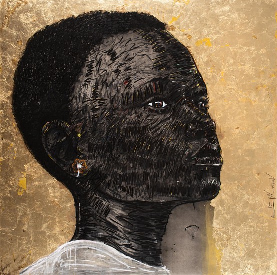 NELSON MAKAMO, HUMAN GRACE 32
2021, MIXED MEDIA AND GOLD LEAF ON CANVAS