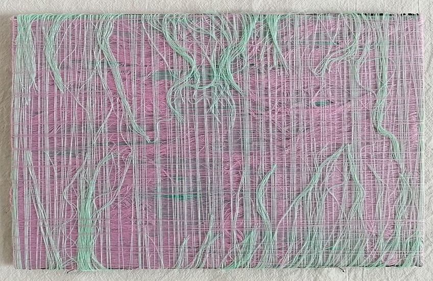 MARK RAUTENBACH, ICYMAUVECOOLMINT
2021, POLYESTER SEWING THREAD, PAPER, ACRYLIC PAINT AND INKS, FOAMCORE