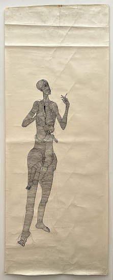 DUMILE FENI, WOMAN SMOKING & BABY
c. 1968, INK ON PAPER