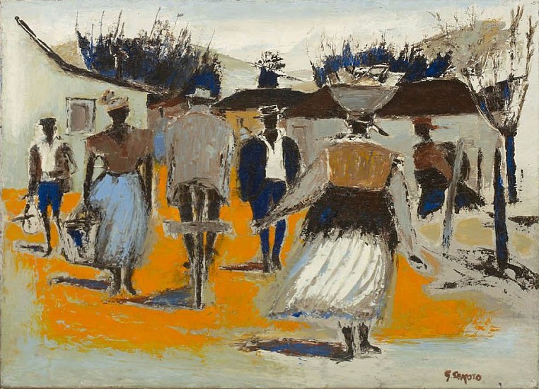 GERARD SEKOTO, TOWNSHIP STREET
c. 1958, Oil on Canvas