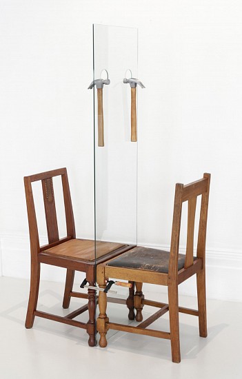 WARREN MAROON, BETWEEN A ROCK AND A HARD PLACE
2021, CHAIRS, GLASS, HAMMERS AND CHAIN