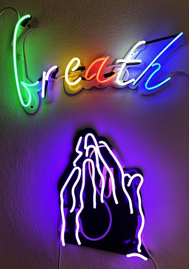 WAYNE BARKER, BREATH
BRONZE WITH ENAMEL PAINT AND NEON (TWO PARTS)