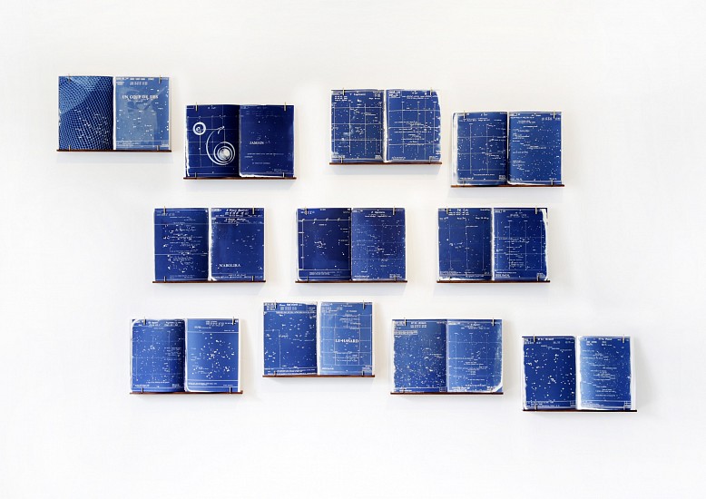 DIANA VIVES, ETERNAL CIRCUMSTANCES
2022, CYANOTYPES ON ARCHES PAPER, WOOD, BRASS & BOOKBINDER’S MULL