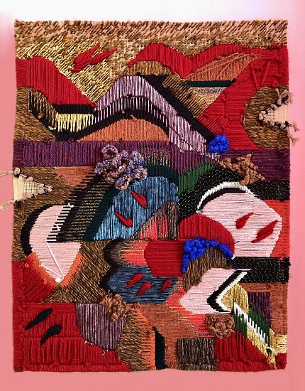 LIZEL STRYDOM, UNTITLED 7
2022, TAPESTRY CANVAS, WOOL, THREAD AND SYNTHETIC PEARL
