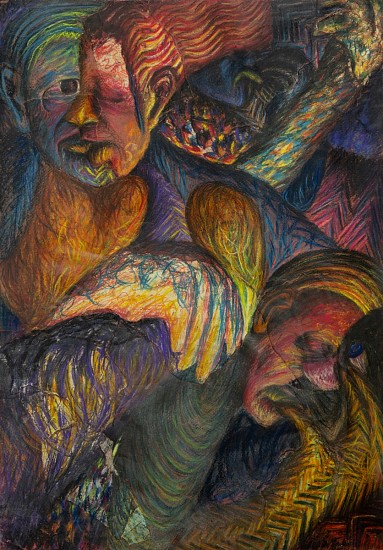 MMAKGABO HELEN SEBIDI, TSHUARAGANO (GRANDPARENTS EMBRACE)
1990/91, PASTEL ON PAPER COLLAGE