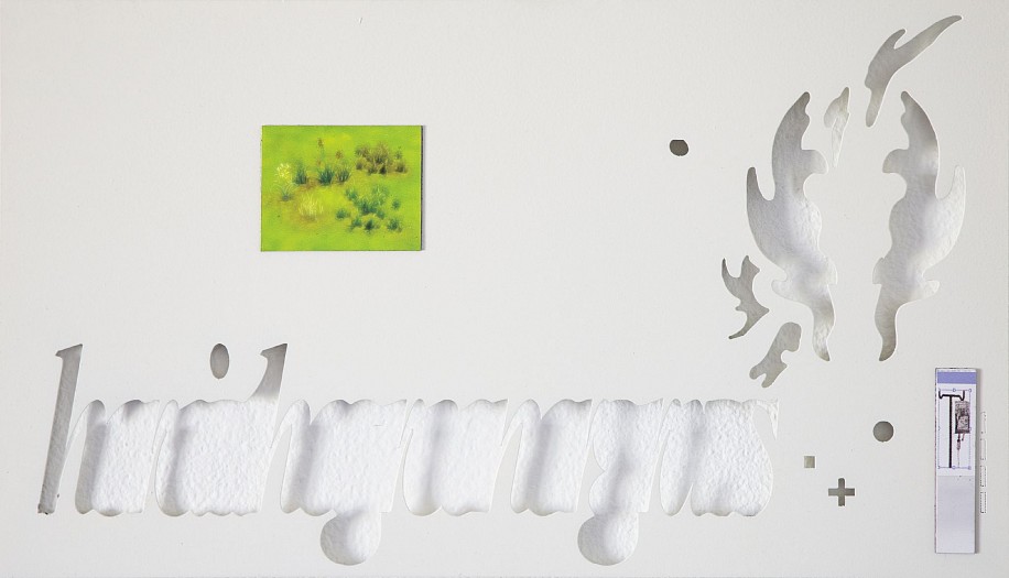 RUBY BAILEY, _HERE_ IS THE GREENER GRASS
2024, PURE WHITE POWDER COATED LASER-CUT STEEL AND PRINTED MAGNETIC UV VINYL