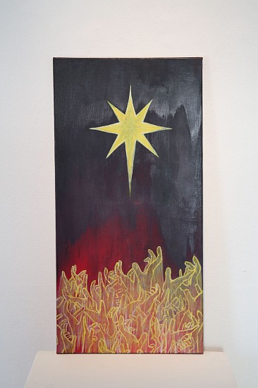 MIKKY GEORGE, STARBURN
2025, ACRYLIC AND CHALK ON CANVAS