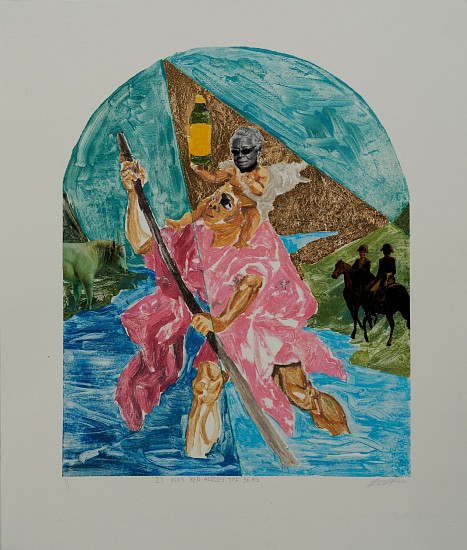 KEABETSWE SEEMA, IT WAS RED ACROSS THE SEAS
2025, OIL-BASED MONOPRINT AND COLLAGE ON FABRIANO