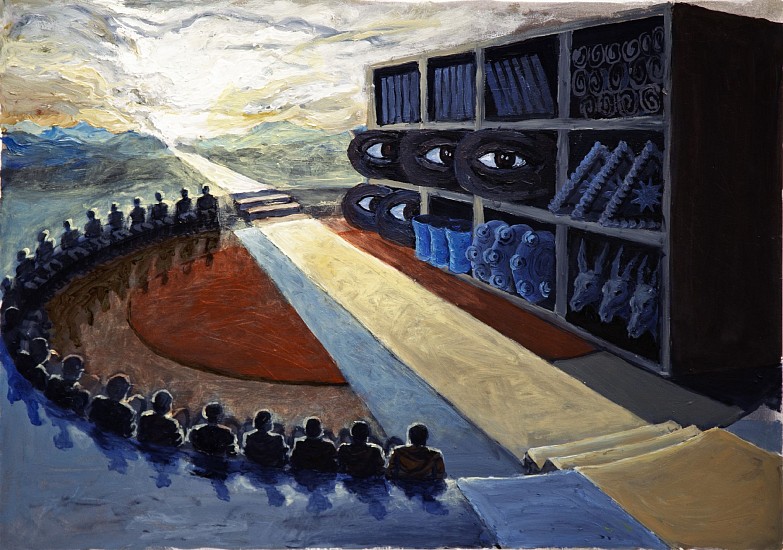 NDIKHUMBULE NGQINAMBI, THE SANUSI LIBRARY
2025, OIL ON PAPER