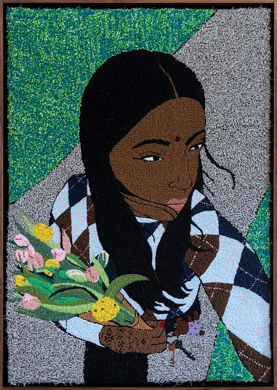 TALIA RAMKILAWAN, FOR MYSELF, I WOULD
2025, WOOL AND CLOTH ON HESSIAN