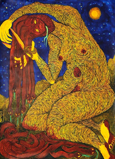 LADY SKOLLIE, CUTTING TIES
2022, Mixed Media on Paper