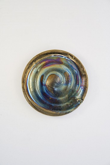 WATER DIXON, NACRE: THE TIDE'S SPIRAL
2026, MULTILAYER BRASS AND SPECTRUM COPPER MIRROR ON 10MM BRONZE SLUMPED GLASS, CLEAR 2K FLOAT FRAMED