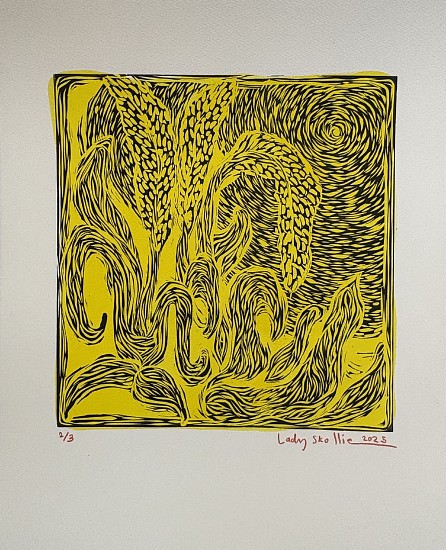 LADY SKOLLIE, ALOE WITHERING II
2025, LINOCUT